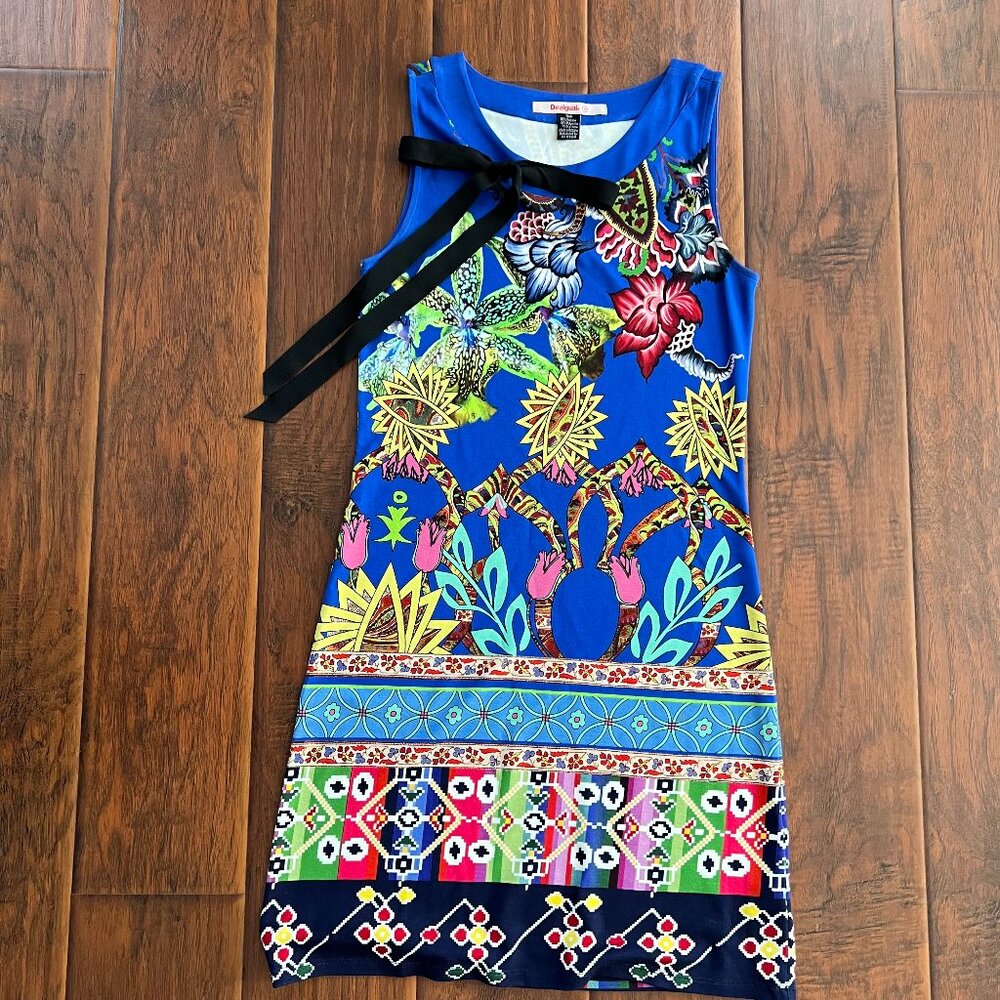 Desigual Octubre multicolor floral dress, medium above knee 60s mod shift - Picture 2 of 5